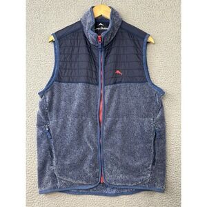 Tommy Bahama Cascade Cozy Full Zip Vest Mens Medium Blue Sleeveless Fleece